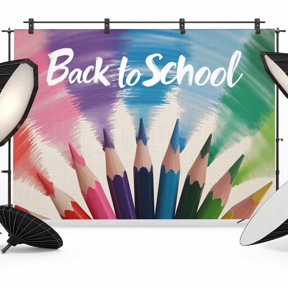 Back To School Photography Backdrop 7x5FT, Colored Pencil Gradient Campus Photo Backdrops, Background for Photography Studio Photo Studio Background, Back Drop for Photoshoot