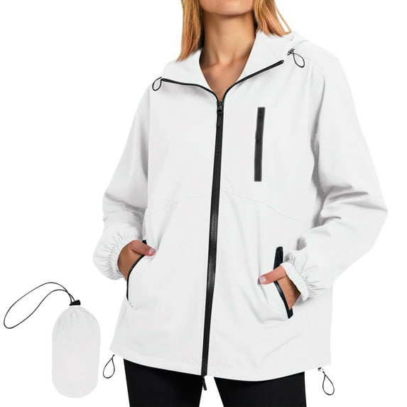 Pohista My Items Womens Rain Jacket with Hood Jacket Rain Coats Waterproof Jacket With Hood Sun Protection Clothing Tops With Pockets