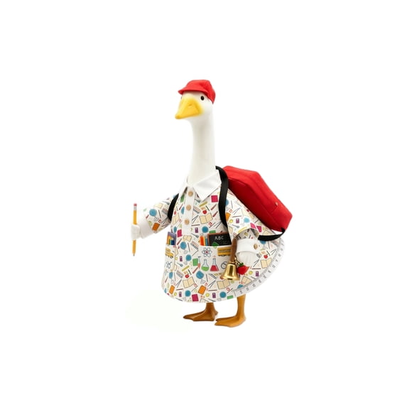 Back to School Porch Goose Outfits, Complete School Style Dress Up Set for 23 Inch Yard Goose Statue, Adjustable Strap Goose Costume for Lawn Porch Seasonal Ornament Decor