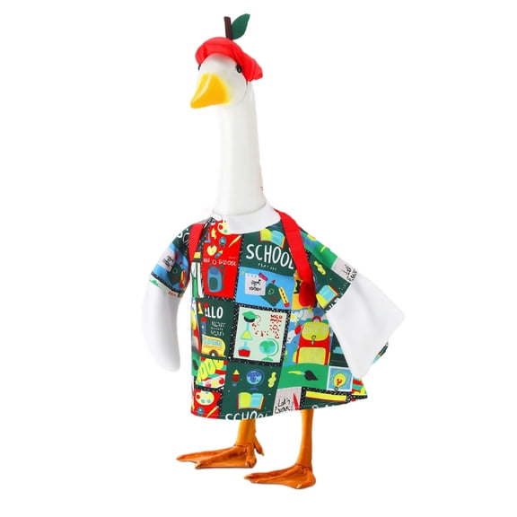 Back to School Porch Goose Outfits,Goose Outfits for 23" Lawn Statue,First Day of School Goose Clothes for School Classroom Garden Patio Yard Lawn Outdoor Decoration