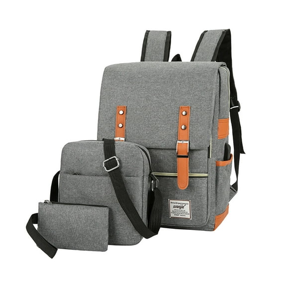 Back to School Savings! CWCWFHZH Travel Laptop Backpacks Large Women's Men's Travel Backpacks 17 In Business Carry On Backpacks with Crossbody and Coin Purse Durable College Bag Three Piece Gray