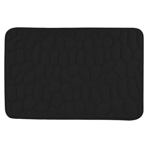 ESULOMP 1Pc Memory Foam Bath Rug Embossed Bathroom Mat Water Absorbent and Washable Bath Rugs Non-Slip Thick Soft and Comfortable Carpet for Show Black, 80 x 50cm