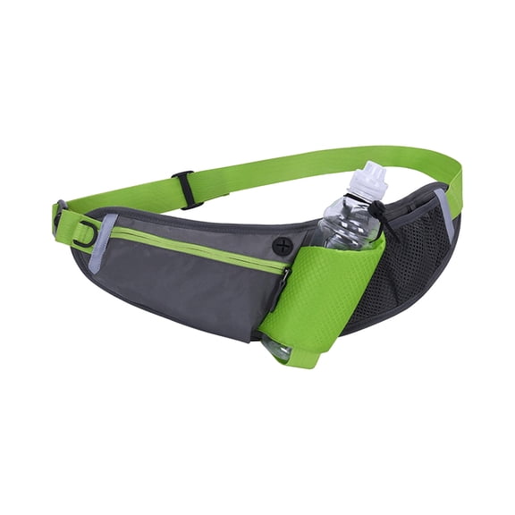 ESULOMP Running Belt with Water Bottle Holder Sports Pack Waist Bag for Men & Women Sports Belt with Zipper for Running Hiking Climbing Green