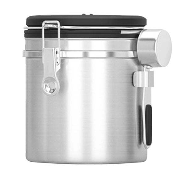 JOGZMZ Coffee Canister, Airtight Stainless Steel Kitchen Food Storage Container with Date and Scoop for Grounds Coffee,Beans, Tea, Flour, Cereal, Sugar(1.5L), 4.7×4.7×5.9In