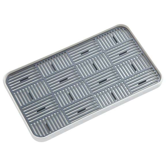 JOGZMZ Draining Board, Household Double Layer Dr-ain Tray, Kitchen Fruit and Vegetable Dish Storage Tray, Plastic Tea Tray, 15.43x8.74x1.06in