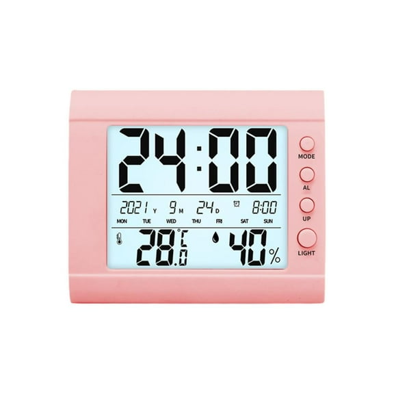 JOGZMZ Indoor Electronic Temperature Hygrometer Luminous Large Screen Digital Display Desktop Small Alarm Clock Household Temperature Hygrometer