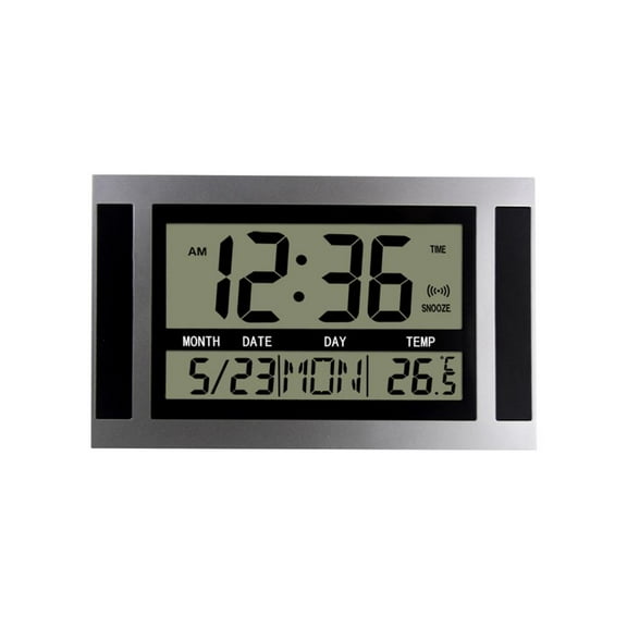 JOGZMZ Large-Screen LCD Ultra-Quiet Electronic Wall Clock, Date, Time, Alarm Clock, Temperature Display, Aniversary Reminder Timer for Desktop/Wall