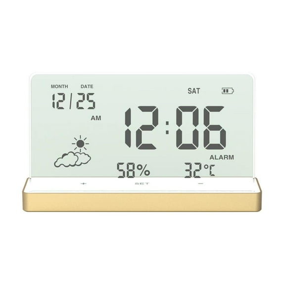 JOGZMZ Multi-function Digital LCD Large Screen Weather Clock Indoor Temperature and Humidity Meter with Alarm Clock Weekly Calendar Weather Forecasts