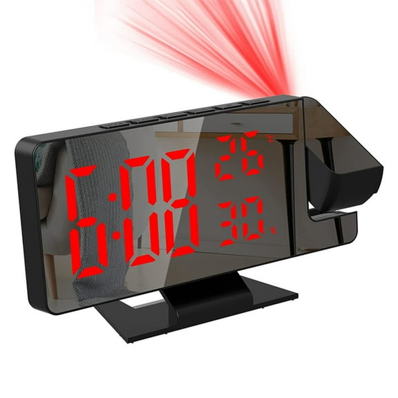 JOGZMZ Projection Alarm Clock, Multifunctional LED Temperature and Humidity Display, Intelligent Electronic Clock, Time Memory, Bedroom Desk Clock