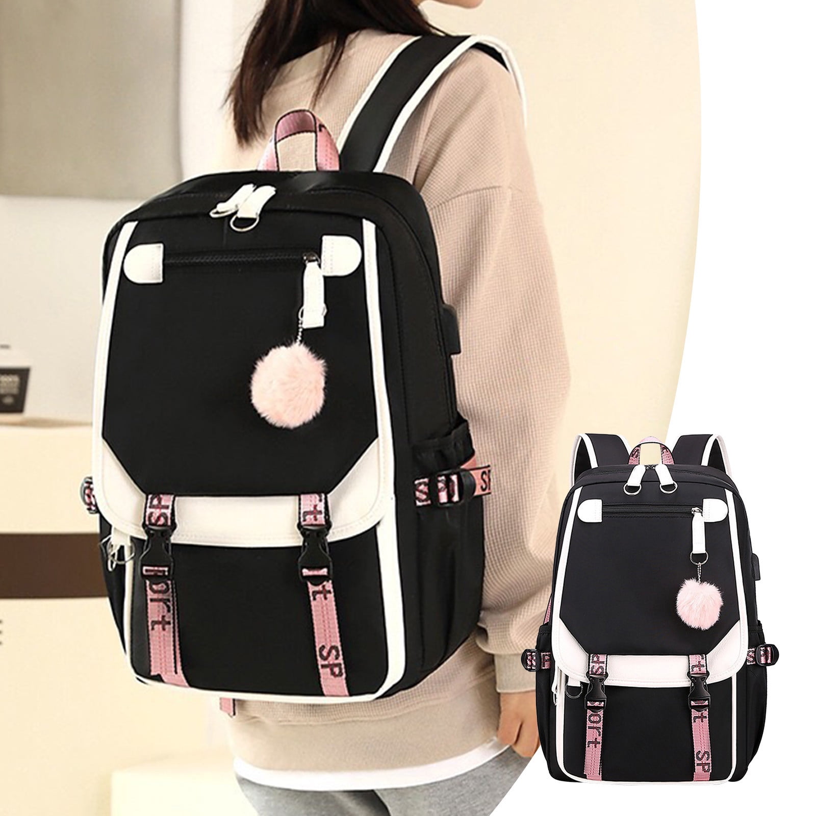 LSLJS Backpack Backpacks Suitable For And Outdoor Travel Casual Fashion Trend College High Junior High Student Backpack for Black Walmart