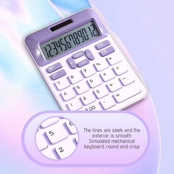 Back to School Savings!Nilvkv Solar Battery Dualuse Purpose Calculator 12-digit Portable Calculator with Large Buttons for Study Business and Office Use