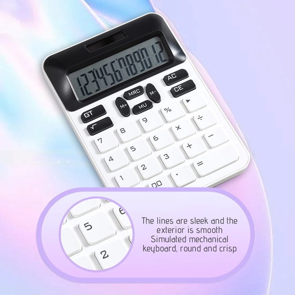 Back to School Savings!Nilvkv Solar Battery Dualuse Purpose Calculator 12-digit Portable Calculator with Large Buttons for Study Business and Office Use