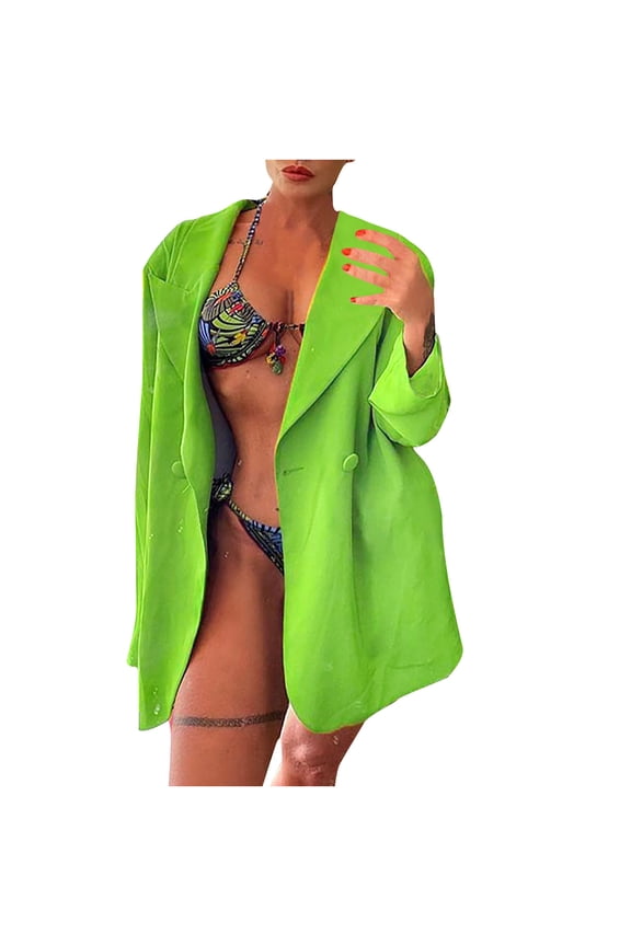 My Items Blazers Casual Plus Size Womens Fall Jackets Women's Fashion V-Neck Solid Sleeve Pocket Cardigan Casual Outwear