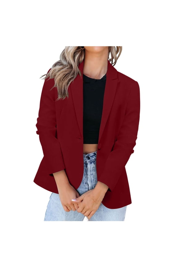 My Items Blazers Spring Jackets Plus Size Blazer Jackets Suit Long Sleeve Open Front with Button Pockets for Business Office