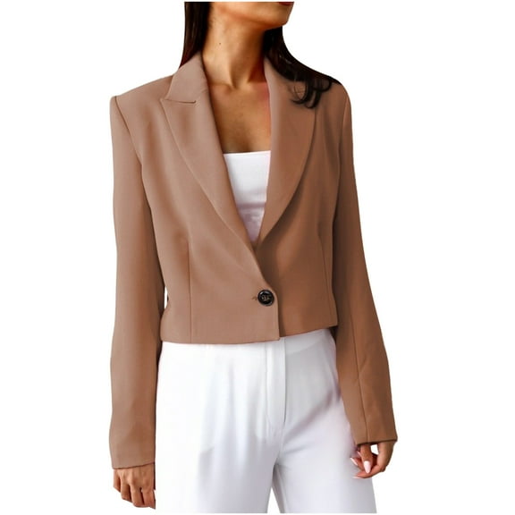 Pohista My Items Blazers Womens Jackets Fall 2025 Women's Spring Autumn Solid Color Long Sleeve Button Lapel Thin Suit Small Jacket