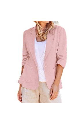 My Items Summer Blazers Lightweight Petite Womens Jackets Trendy Casual Turn down Collar 3/4 Sleeve Casual Coat Cardigan Blouse