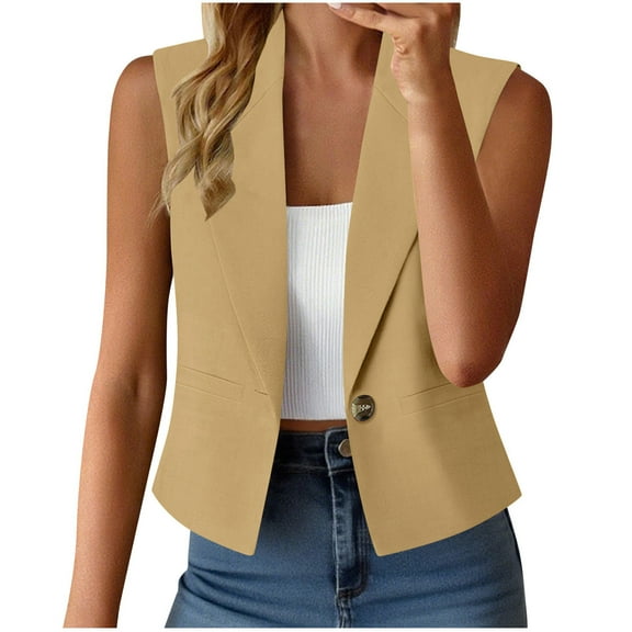 Pohista My Items Women's Blazer Jacket Jackets Fashion Sleeveless Solid Casual Jacket Business Small Suit Short Tops Suit Jacket
