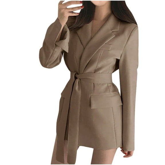 Pohista My Items Women's Blazer Summer Fall Jackets for Women 2025 Women's Fashion Long Sleeve Casual Color Versatile Long Open Coat