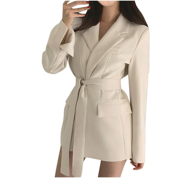Pohista My Items Women's Blazer Summer Fall Jackets for Women 2025 Women's Fashion Long Sleeve Casual Color Versatile Long Open Coat