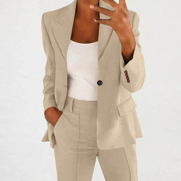 Pohista My Items Womens Blazers for Work Casual Plus Size Jackets Trendy Y2k Casual Solid Long Sleeve Tops Button Cardigan Coat Top