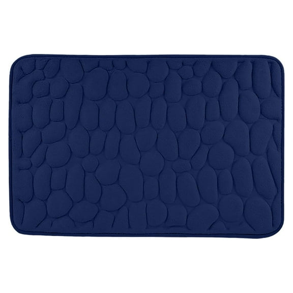 Back to School Savings! SRUILUO 1Pc Memory Foam Bath Rug Embossed Bathroom Mat Water Absorbent and Washable Bath Rugs Non-Slip Thick Soft and Comfortable Carpet for Show Navy, 80 x 50cm