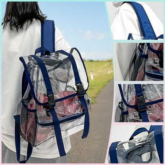 Suncoda Clear Backpack ,Heavy Duty Clear Backbag 15.75"x11.81"x4.72"Inch, See Through Plastic Portable Backpacks for School Work travel