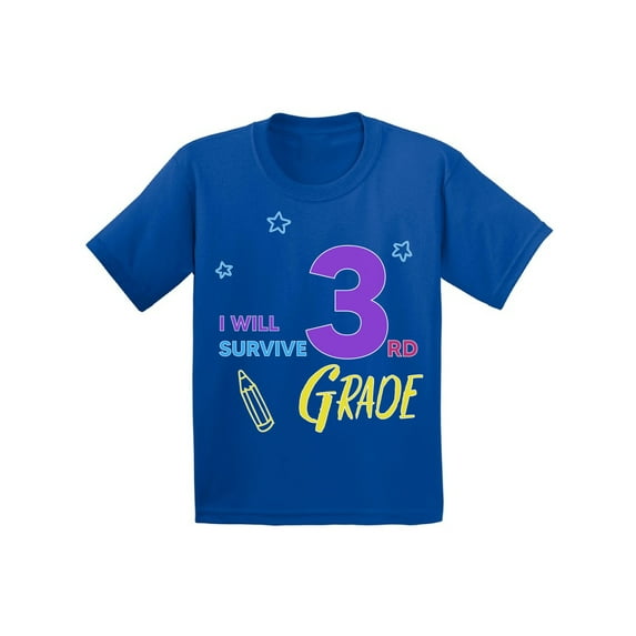 Back to School Shirts for 3rd Grader Shirt Kids I Will Survive Third Grade T Shirt First Day of School 9 Years Old Girls Shirts Funny School Gifts 10 Years Old Boys Shirts for School Third Grade Shirt