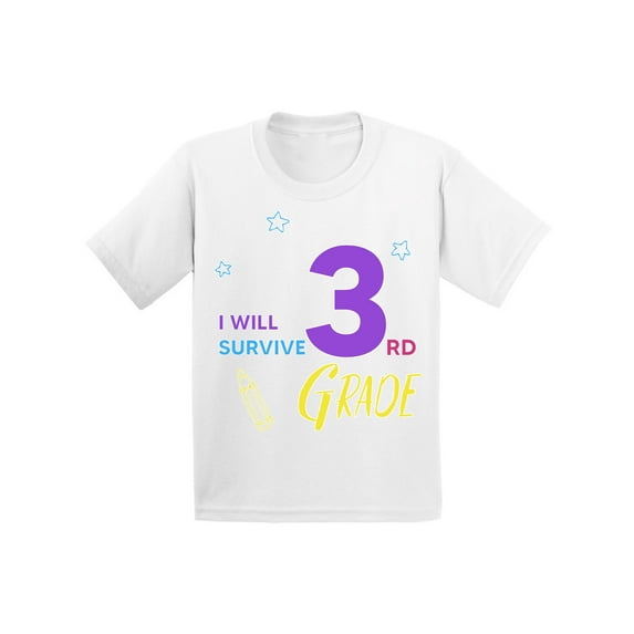 Back to School Shirts for 3rd Grader Shirt Kids I Will Survive Third Grade T Shirt First Day of School 9 Years Old Girls Shirts Funny School Gifts 10 Years Old Boys Shirts for School Third Grade Shirt