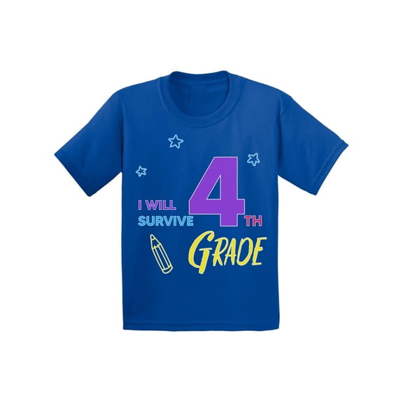 Back to School Shirts for 4th Grader Shirt Kids I Will Survive Fourth Grade Shirt First Day of School 10 Years Old Girls Shirts Funny School Gifts11 Years Old Boys Shirts for School Fourth Grade Shirt
