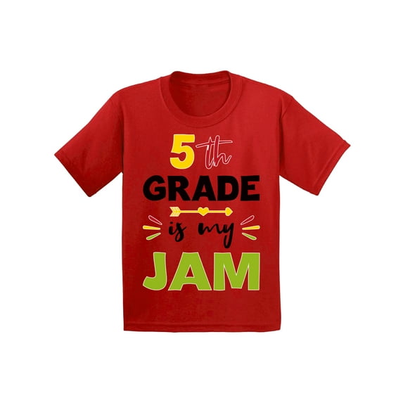 Back to School Shirts for 5th Grader Shirt Kids Fifth Grade is My Jam T Shirt First Day of School Shirts Fun School Girls Shirts 11 Years Old 12 Years Old T Shirts for School Fifth Grade Boys Shirt