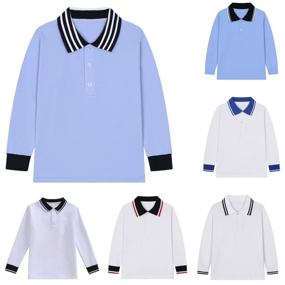 Back To School Shirts for Boys Size 10-11 Long Sleeve Solid Color Oversized Rugby Shirts Comfortable Fabric Button Down Thermal Casual Kids Clothing (X07 White, 10-11 Years)