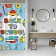 thumbnail image 1 of Back to School Shower Curtain School Supplies Schoolbag Clock Paints Apple Bath Curtain First Day of School for Kindergarten Primary School Bathroom Decorations with Hooks 36x72 Inches, 1 of 6