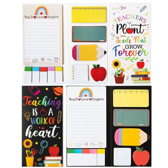 Back to School Sticky Notes Set Multiple Sizes Shaped for Blackboard Textbooks Notebooks Walls Self-Stick Note Pads School Supplies for Students Teacher Gift