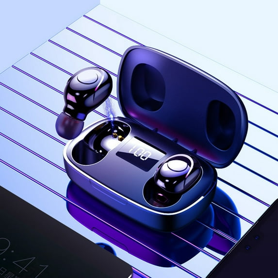 Back to School Supplies Sale Wireless Earbuds Bluetooth Headphones With Mic,Noise Cancelling Wireless In-Ear Earphones,Light-Weight Earbuds With LED Display Charging Case For Sport on Clearance