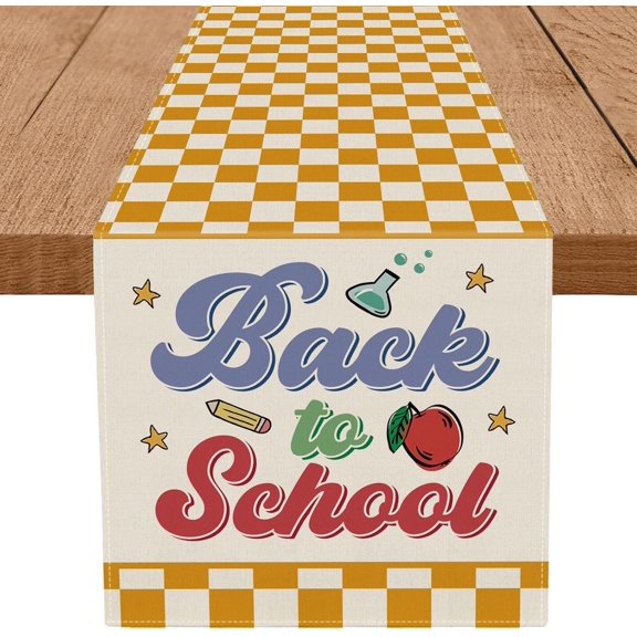 Back to School Table Runner Books Pencil Bufflo Plaid Table Runners Students First Day of School Classroom Kitchen Dining Table Room Decorations 13x36 Inch