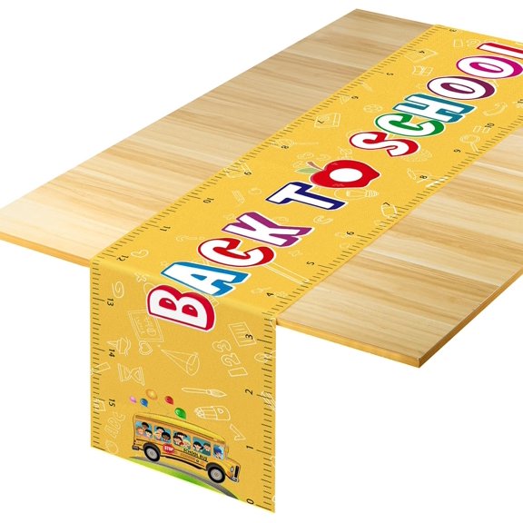 Back to School Table Runner, Ruler Table Runner Back to School Decorations for The Home, Back to School Table Cloth for Classroom Party Decor Size 13’’X72’’ (Ruler Shape)