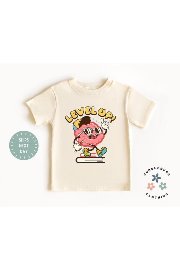 Back To School Toddler Shirt - First Day Of School Shirt - Level Up Retro Brain Kids Tee - 1St Grade - 2Nd Grade - 3Rd Grade - 4Th Grade, New Born, Baby Shower Gift, New Parents Gift