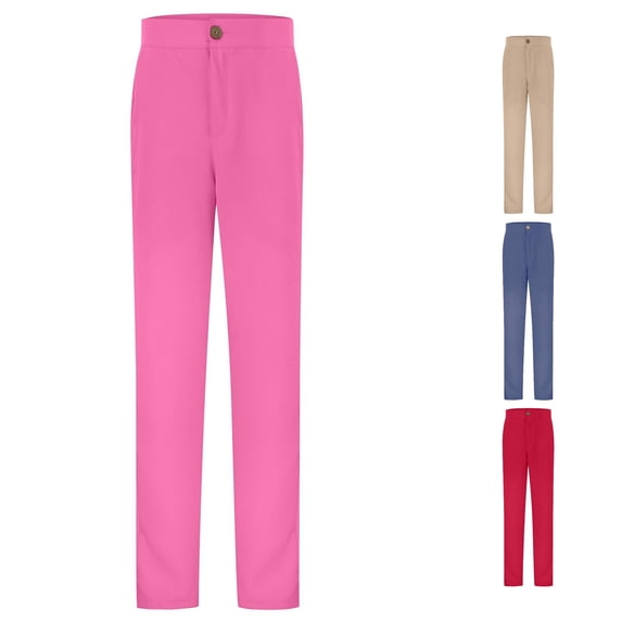 Back to School Uniform Jeggings for Girls Wide Elastic Dress Pants for Girls Kids Schoolwear High Stretch with Pockets Everyday Casual Comfortable Spring Autumn Sizing 5-16 Years Pink 11-12 Years