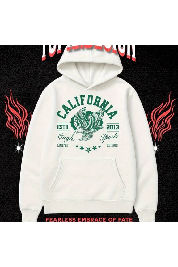 Back To School Women's California Eagle Edition Hoodie - 1993 Retro Pattern Pullover Sweatshirt With Pocket, Warm Long-Sleeved Casual Winter Outfit, Back-School Clothing, Machine Washable Women's Gi