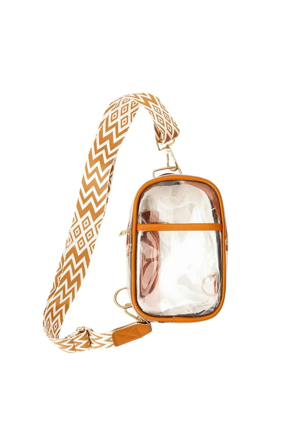 Back To School! Yhmxh Clear Sling Bag Stadium Approved, Clear Single Shoulder Crossbody Bag for Women Stadium Approved PVC Crossbody Backpack for Concerts Sports Events School Supplie (Orange)