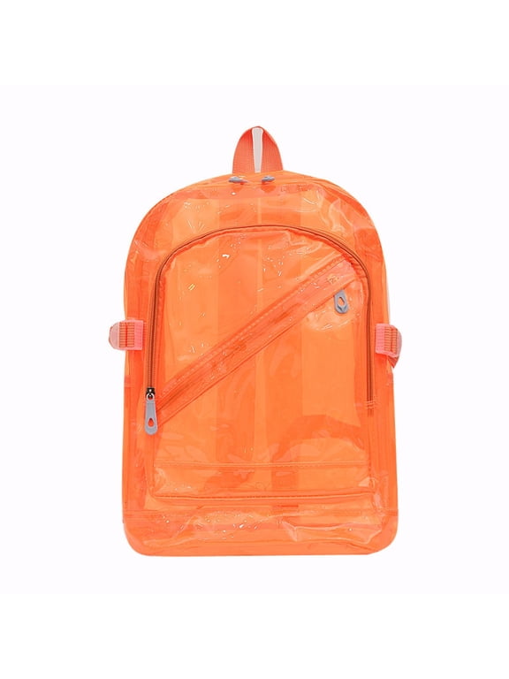 Clear Backpack Large Clear Bookbag Plastic Candy Color Bag Fluorescent Bag Jelly Schoolbag Transparent Backpack for College Work Travel Backpack