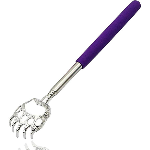 Back Scratcher, Bear Claw Telescopic Back Massager Tool with Soft Rubber Handles, Extendable Telescope Backscratcher Eliminating Back Itching for Both Human and Pets (Purple)