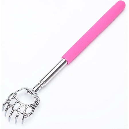 Back Scratcher, Bear Claw Telescopic Back Massager Tool with Soft Rubber Handles, Extendable Telescope Backscratcher Eliminating Back Itching for Both Human and Pets (Rose red)