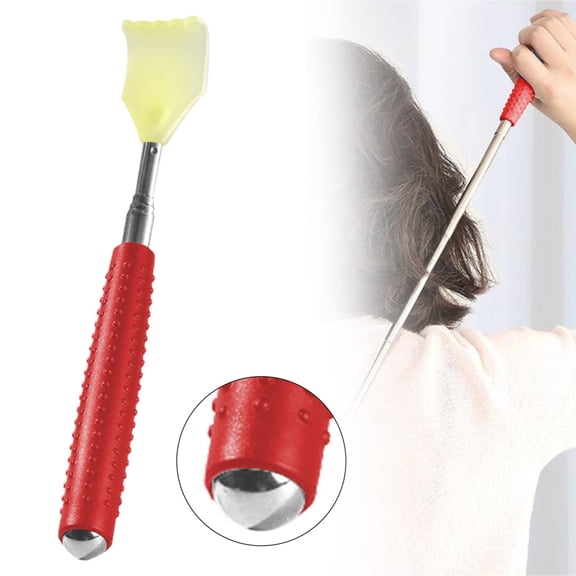 Back Scratcher Retractable Multifunctional Massage Tool - Home Use Finger-Like Design Helper for Hard-to-Reach Itches, Full-Body Relaxation Roller Massager (Red)
