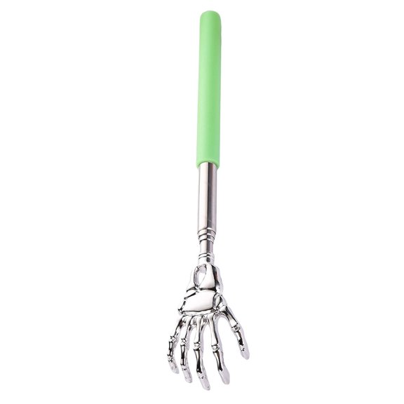 Back Scratcher, Retractable Stainless Steel Green Skeleton Hand, 1 Pack Extendable Portable Tool for Home Office Outdoor Travel, Relieve Itch on Hard to Reach Areas for Adults Elderly Kids