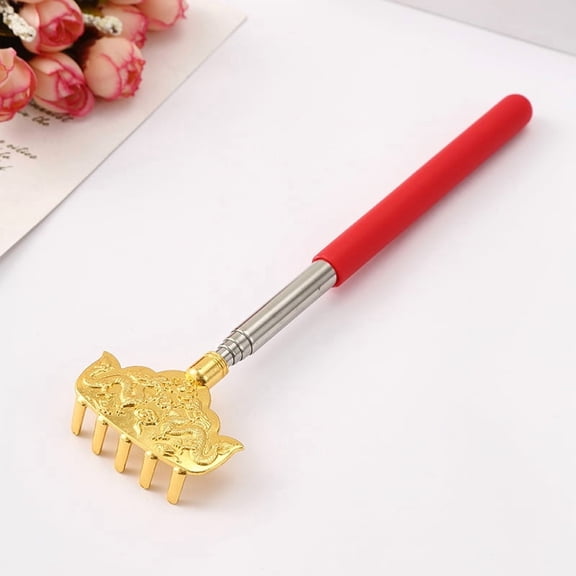 Back Scratcher with Rubber Handles, Extendable Metal Back Scratchers, Red 3pcs