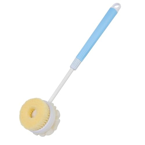Back Scrub Brush for Shower,Retractable Double-Sided Long Handle Antiskid Bath Brush for Back Use Wet or Dry Deep Cleanse Back Loofah Bath Sponge with Handle