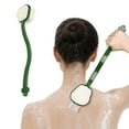 thumbnail image 1 of Back Scrubber Body Shower Brush: Anti Slip Long Handle Bath Brush with Stiff and Soft Bristles - Showering Exfoliator Wet or Dry Brushing for Women, Men, Elderly (Green), 1 of 9