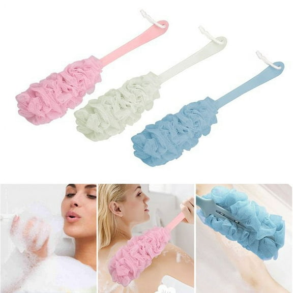 Back Scrubber for Shower, Anti-Slip Long Handle Bath Sponge Shower Brush, Soft Nylon Mesh Back Cleaner Washer, Body Bath Exfoliating Brush for Women and Men, Bathroom Shower Accessories