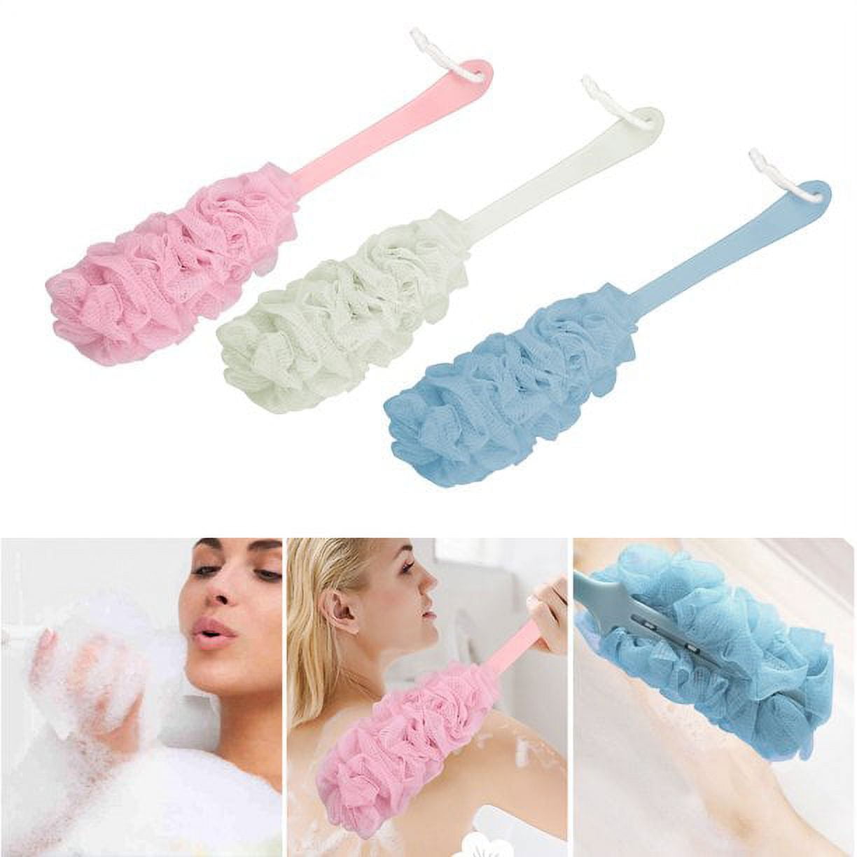 TSV Anti-Slip Long Handle Back Scrubber, Soft Bath Sponge Shower Brush for  Women Men Body Cleaning